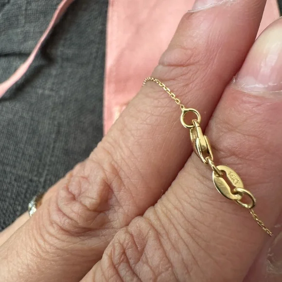 Gold Necklace with Silver Initial Pendant - Picture 4 of 4